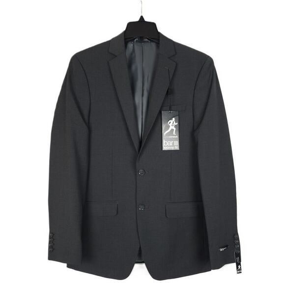 Bar III Men's Skinny-Fit Active Stretch Wool Suit Jacket Dark Grey 40L NWT - Picture 1 of 4
